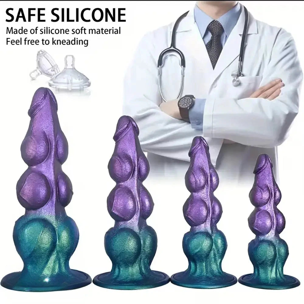 7.08in 8.26in 9.44in 11.22in Knot Silicone Fantasy Dildo Soft Anal Stimulator