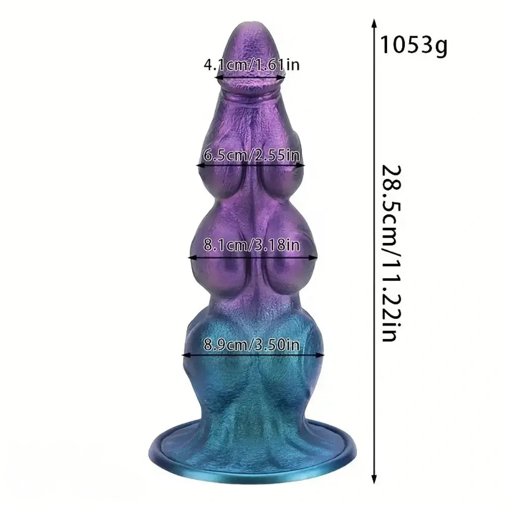 7.08in 8.26in 9.44in 11.22in Knot Silicone Fantasy Dildo Soft Anal Stimulator