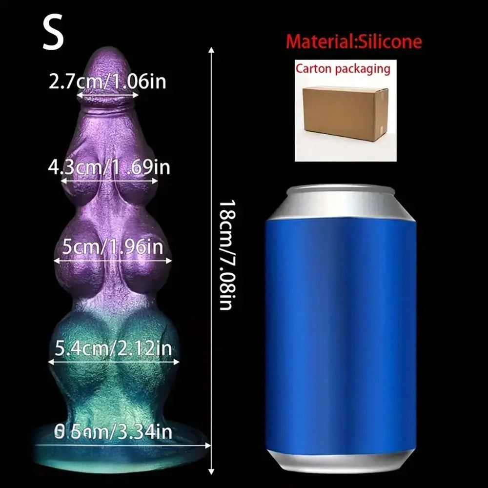 7.08in 8.26in 9.44in 11.22in Knot Silicone Fantasy Dildo Soft Anal Stimulator
