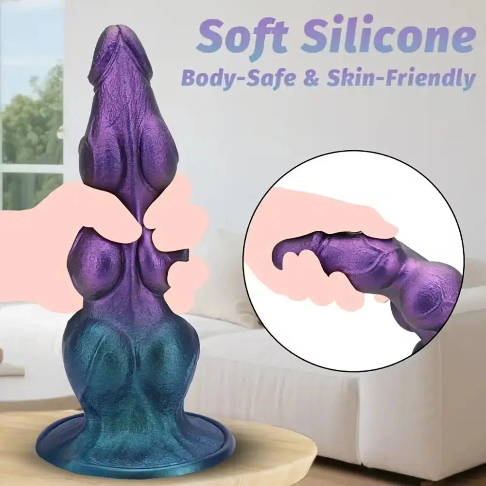 7.08in 8.26in 9.44in 11.22in Knot Silicone Fantasy Dildo Soft Anal Stimulator