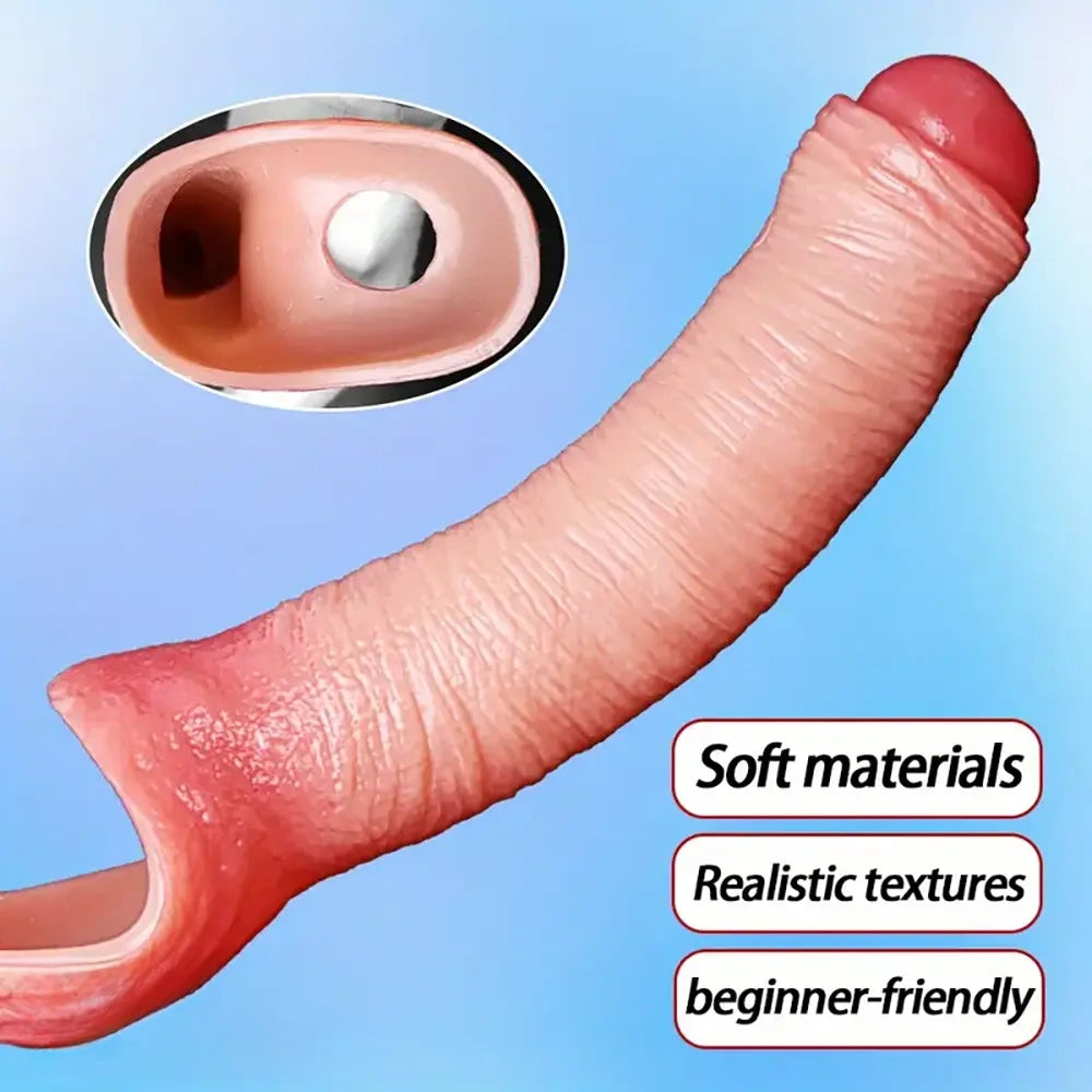 7.08in 8.26in Realistic Removable Foreskin Dildo Wearable Hollow Dildo