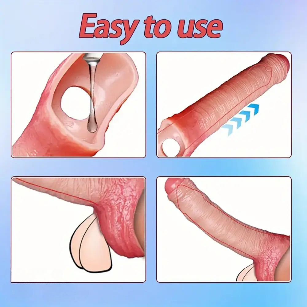 7.08in 8.26in Realistic Removable Foreskin Dildo Wearable Hollow Dildo