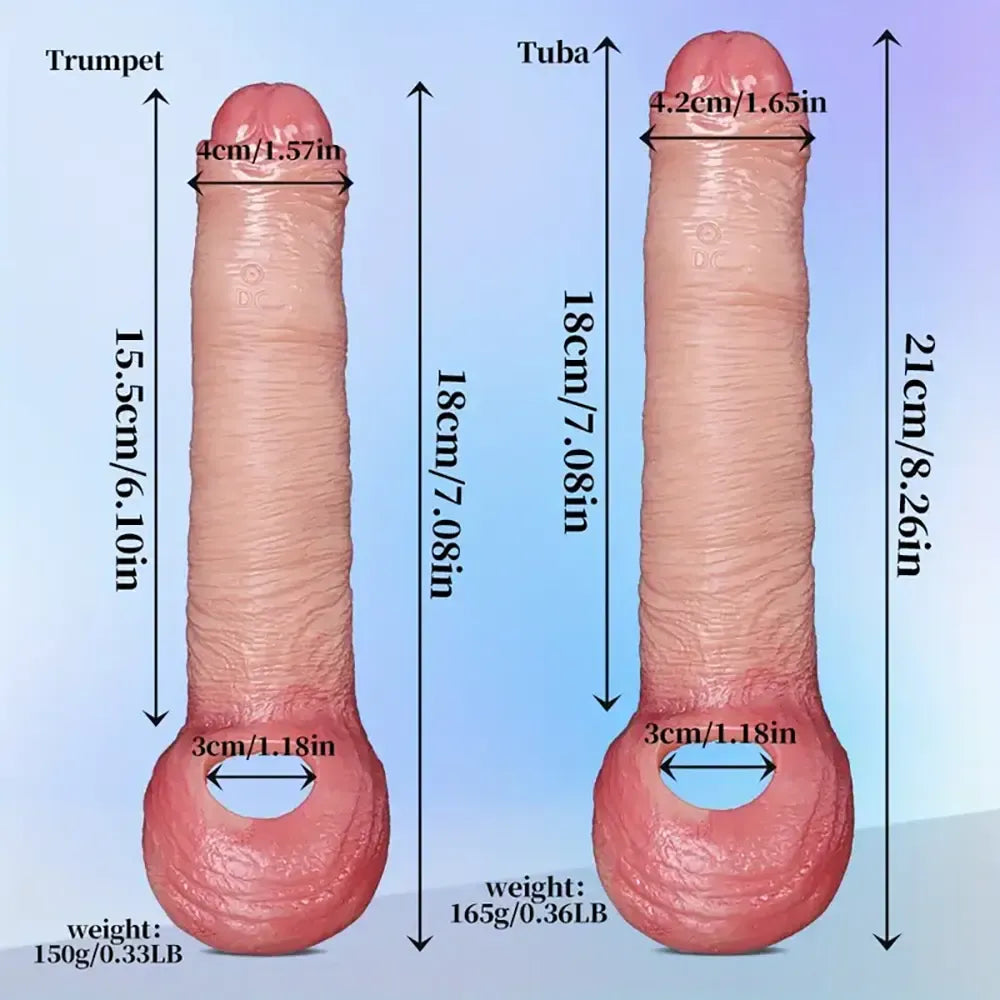 7.08in 8.26in Realistic Removable Foreskin Dildo Wearable Hollow Dildo