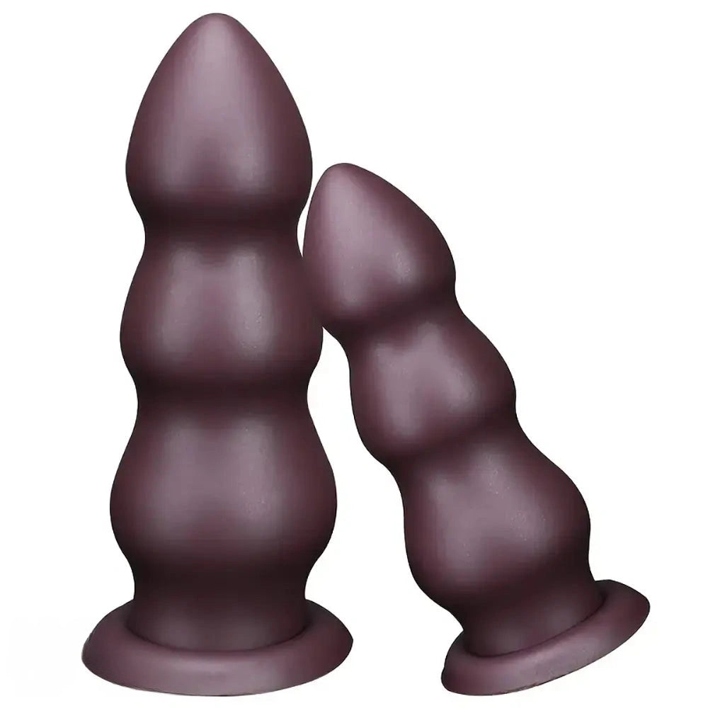 7.08in 8.46in 10.23in 12.2in Chocolate-Colored Silicone Anal Soft Smooth Dildo