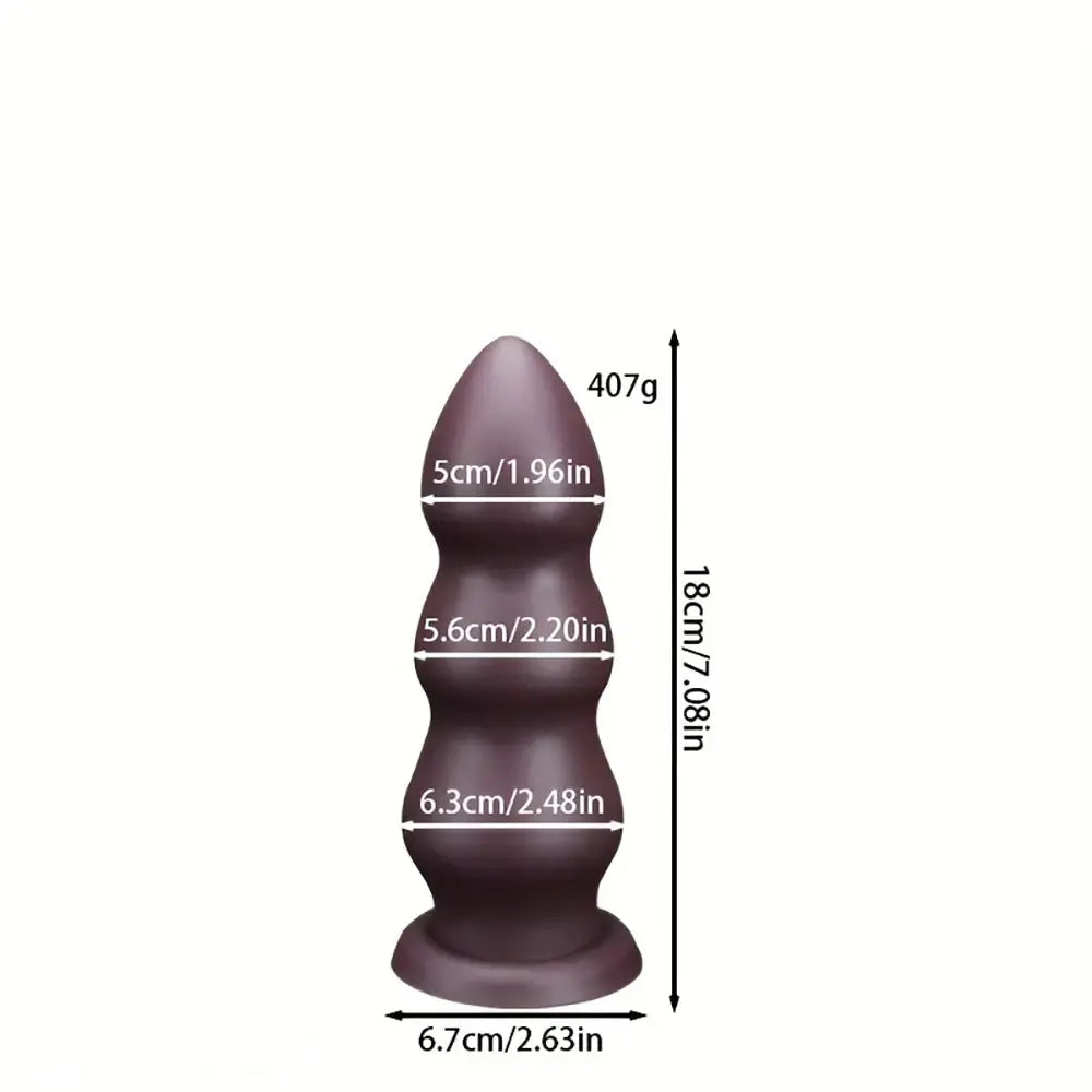 7.08in 8.46in 10.23in 12.2in Chocolate-Colored Silicone Anal Soft Smooth Dildo