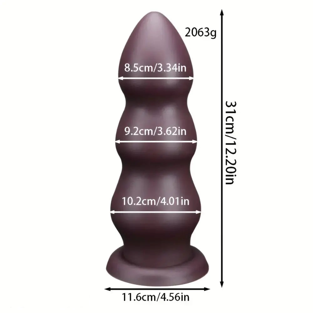 7.08in 8.46in 10.23in 12.2in Chocolate-Colored Silicone Anal Soft Smooth Dildo