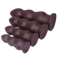 7.08in 8.46in 10.23in 12.2in Chocolate-Colored Silicone Anal Soft Smooth Dildo