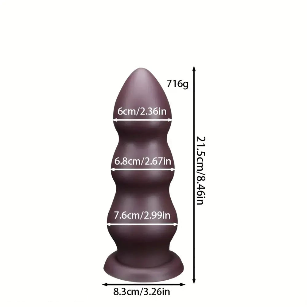 7.08in 8.46in 10.23in 12.2in Chocolate-Colored Silicone Anal Soft Smooth Dildo