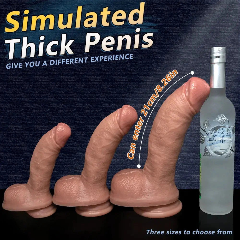 7.08in 8.46in 10.23in Strap on Realistic Silicone Curved Dildo Pleasure Aid