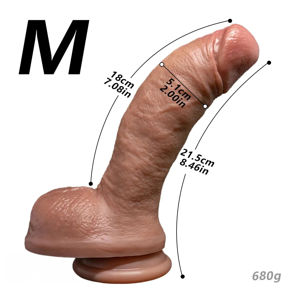 7.08in 8.46in 10.23in Strap on Realistic Silicone Curved Dildo Pleasure Aid
