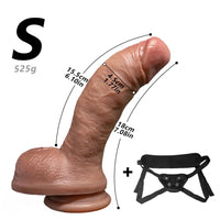 7.08in 8.46in 10.23in Strap on Realistic Silicone Curved Dildo Pleasure Aid