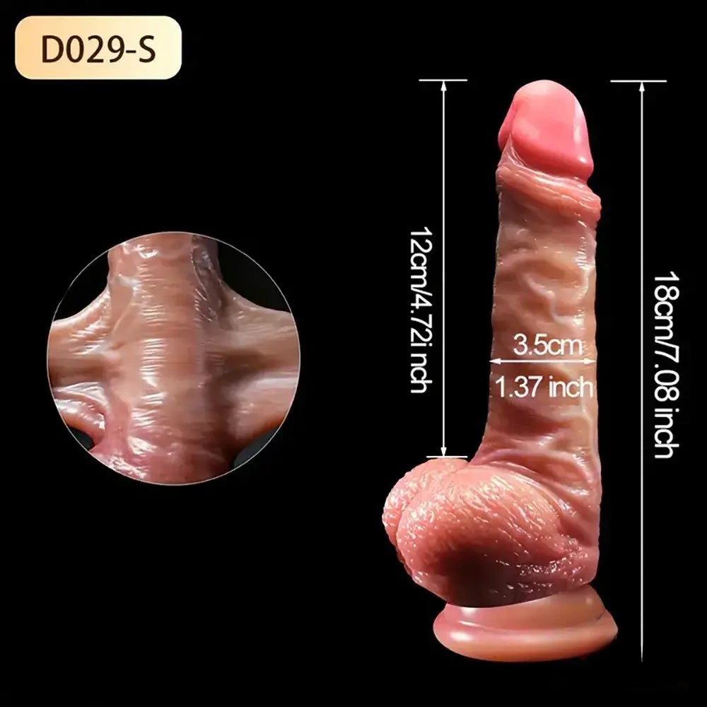 7.08in 8.46in Realistic Silicone Dildo For Women With Sliding Foreskin