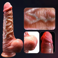 7.08in 8.46in Realistic Silicone Dildo For Women With Sliding Foreskin