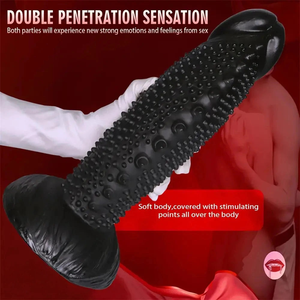 7.08in 8.66in 10.23in 11.81in 13.38in PVC Monster Large Spiky Particles Dildo