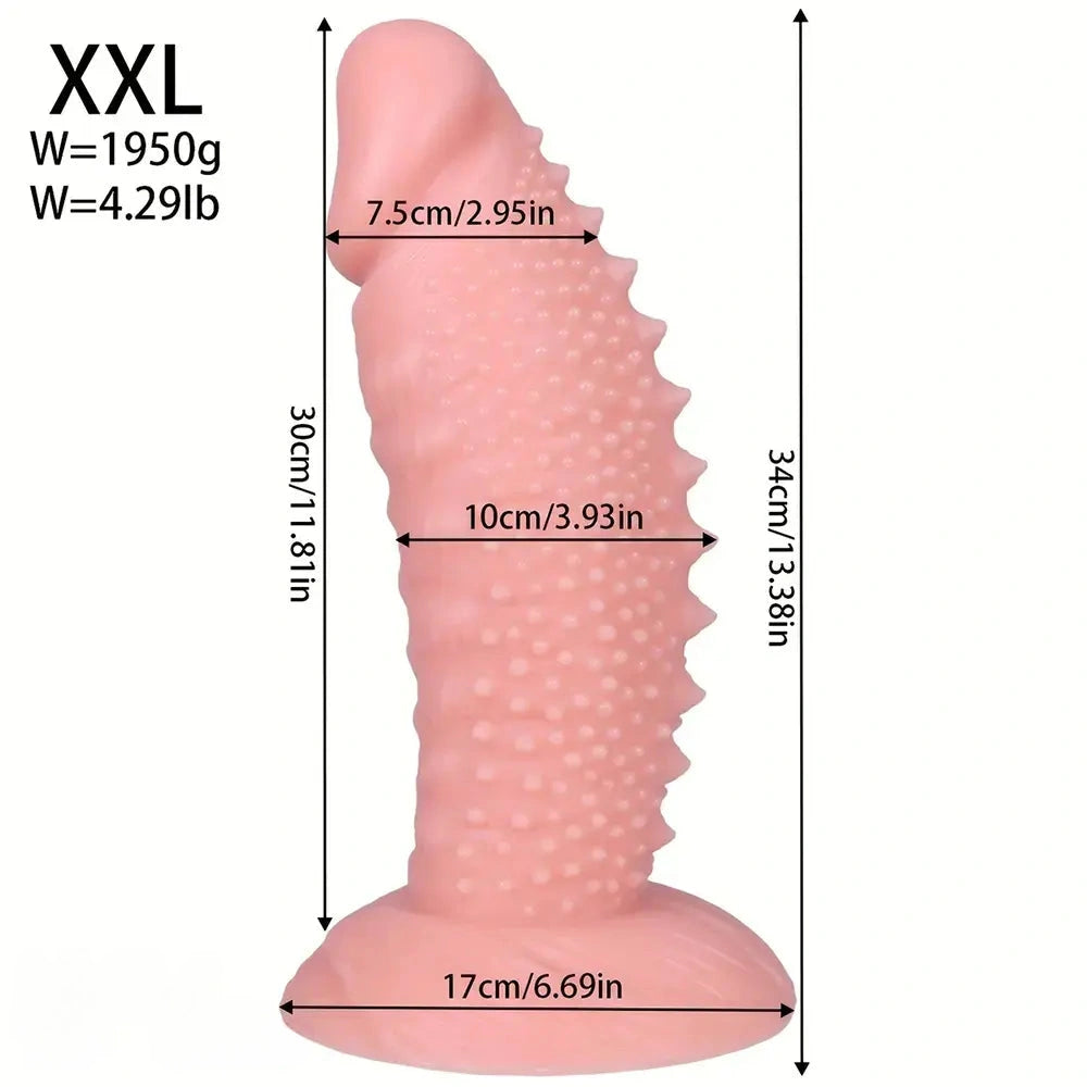 7.08in 8.66in 10.23in 11.81in 13.38in PVC Monster Large Spiky Particles Dildo