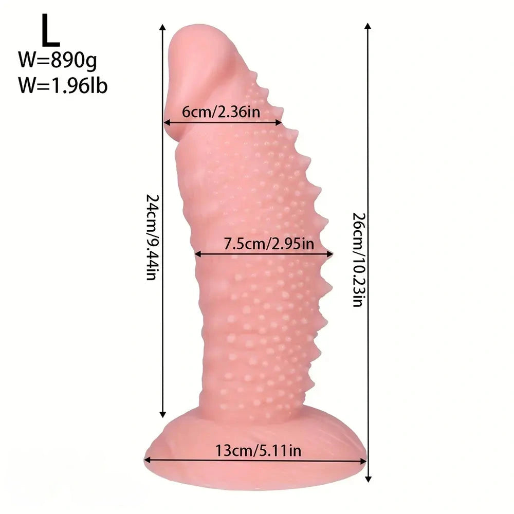 7.08in 8.66in 10.23in 11.81in 13.38in PVC Monster Large Spiky Particles Dildo