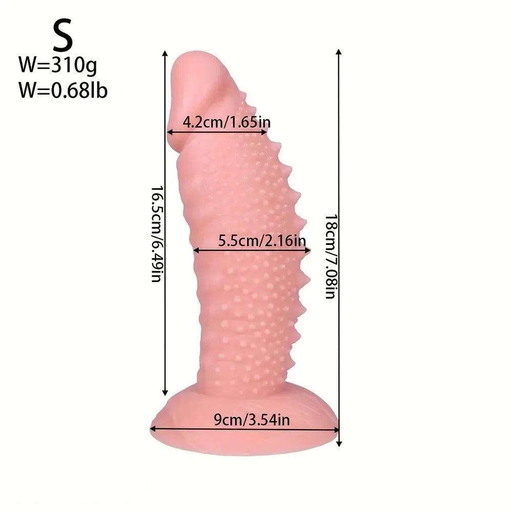 7.08in 8.66in 10.23in 11.81in 13.38in PVC Monster Large Spiky Particles Dildo