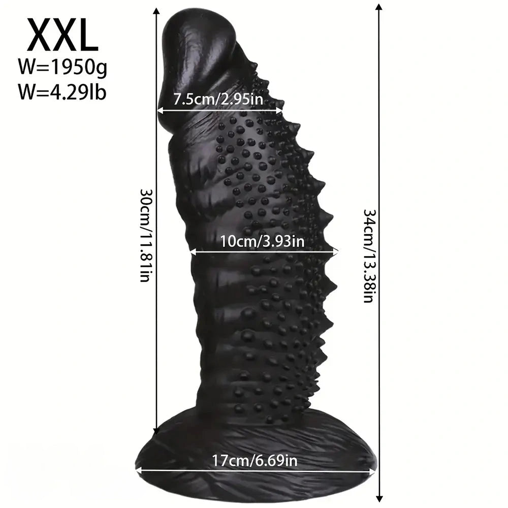 7.08in 8.66in 10.23in 11.81in 13.38in PVC Monster Large Spiky Particles Dildo