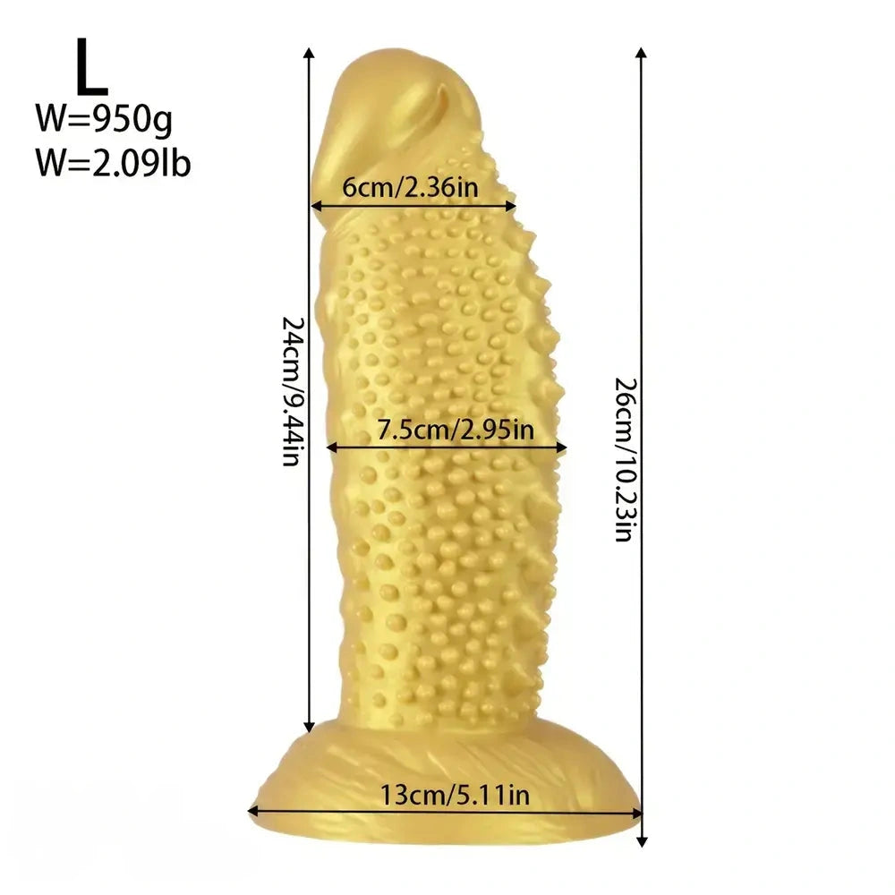 7.08in 8.66in 10.23in 11.81in 13.38in Spiky Particles Huge Dildo With Penis Bump