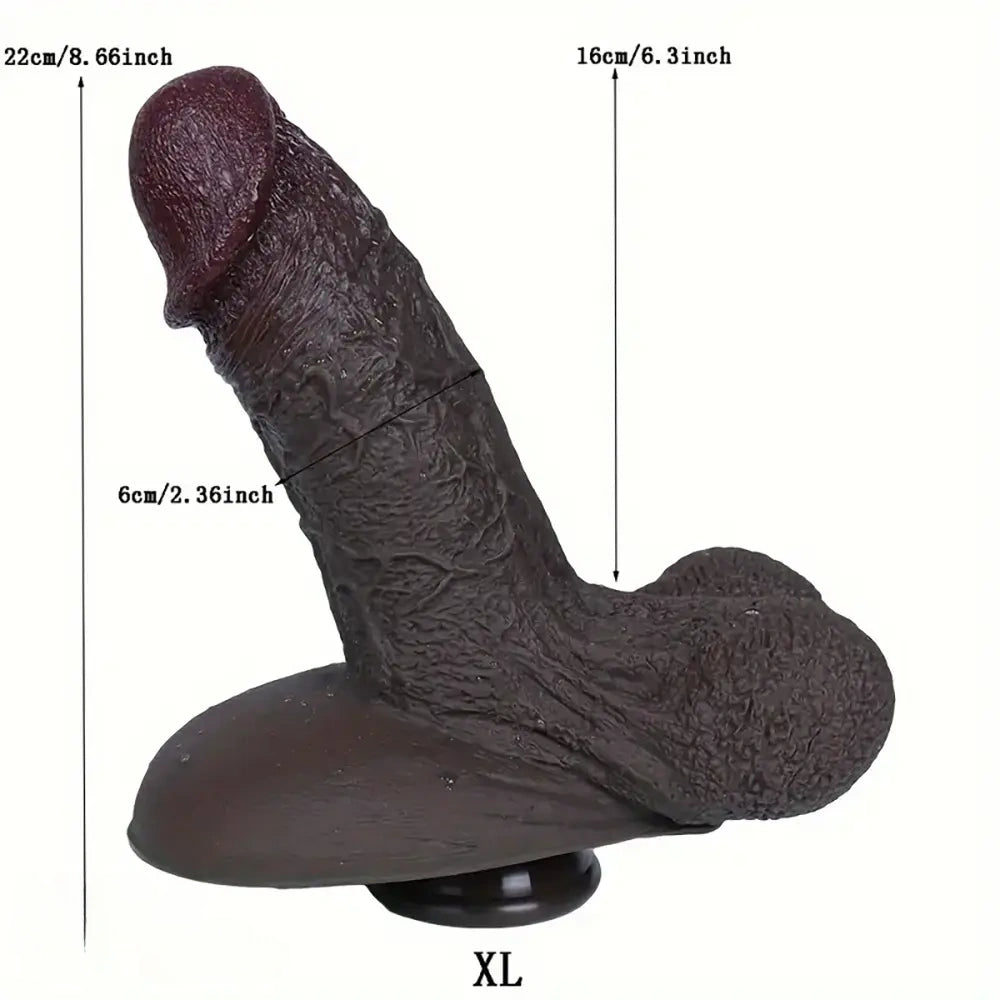 7.08in 8.66in Realistic Thick Ebony Silicone Vaginal Stimulating Toy