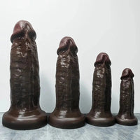 7.08in 8.85in 11.02in 12.79in Realistic Thick Big Liquid Silicone Ebony Dildo