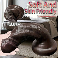 7.08in 8.85in 11.02in 12.79in Realistic Thick Big Liquid Silicone Ebony Dildo