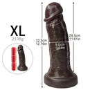 7.08in 8.85in 11.02in 12.79in Realistic Thick Big Liquid Silicone Ebony Dildo