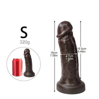 7.08in 8.85in 11.02in 12.79in Realistic Thick Big Liquid Silicone Ebony Dildo
