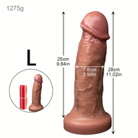7.08in 8.85in 11.02in 12.79in Thick Soft Big Double Layer Silicone Dildo