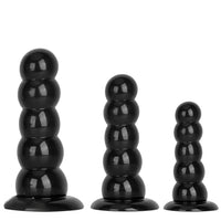 7.08in 9.05in 10.62in Black Beads Tower Five Bead Big Anal Plug Dildo