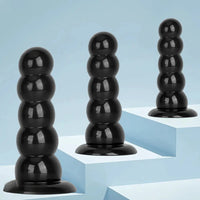 7.08in 9.05in 10.62in Black Beads Tower Five Bead Big Anal Plug Dildo