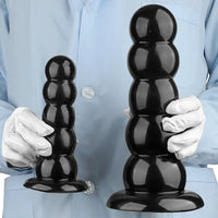 7.08in 9.05in 10.62in Black Beads Tower Five Bead Big Anal Plug Dildo