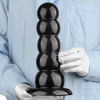 7.08in 9.05in 10.62in Black Beads Tower Five Bead Big Anal Plug Dildo