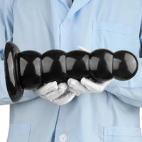 7.08in 9.05in 10.62in Black Beads Tower Five Bead Big Anal Plug Dildo