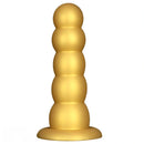 7.08in 9.05in 10.62in Gold Silicone Soft Five-Bead Pull-Bead Butt Plug Dildo
