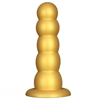 7.08in 9.05in 10.62in Gold Silicone Soft Five-Bead Pull-Bead Butt Plug Dildo