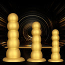 7.08in 9.05in 10.62in Gold Silicone Soft Five-Bead Pull-Bead Butt Plug Dildo