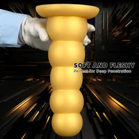 7.08in 9.05in 10.62in Gold Silicone Soft Five-Bead Pull-Bead Butt Plug Dildo