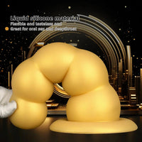 7.08in 9.05in 10.62in Gold Silicone Soft Five-Bead Pull-Bead Butt Plug Dildo