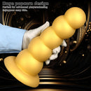 7.08in 9.05in 10.62in Gold Silicone Soft Five-Bead Pull-Bead Butt Plug Dildo