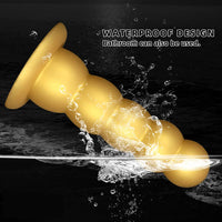7.08in 9.05in 10.62in Gold Silicone Soft Five-Bead Pull-Bead Butt Plug Dildo