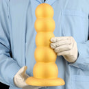 7.08in 9.05in 10.62in Gold Silicone Soft Five-Bead Pull-Bead Butt Plug Dildo