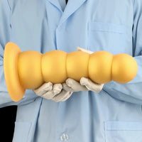 7.08in 9.05in 10.62in Gold Silicone Soft Five-Bead Pull-Bead Butt Plug Dildo
