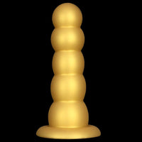 7.08in 9.05in 10.62in Gold Silicone Soft Five-Bead Pull-Bead Butt Plug Dildo