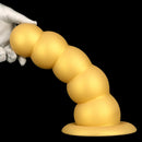 7.08in 9.05in 10.62in Gold Silicone Soft Five-Bead Pull-Bead Butt Plug Dildo