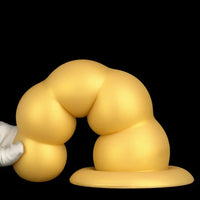 7.08in 9.05in 10.62in Gold Silicone Soft Five-Bead Pull-Bead Butt Plug Dildo