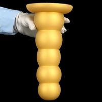 7.08in 9.05in 10.62in Gold Silicone Soft Five-Bead Pull-Bead Butt Plug Dildo