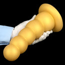 7.08in 9.05in 10.62in Gold Silicone Soft Five-Bead Pull-Bead Butt Plug Dildo