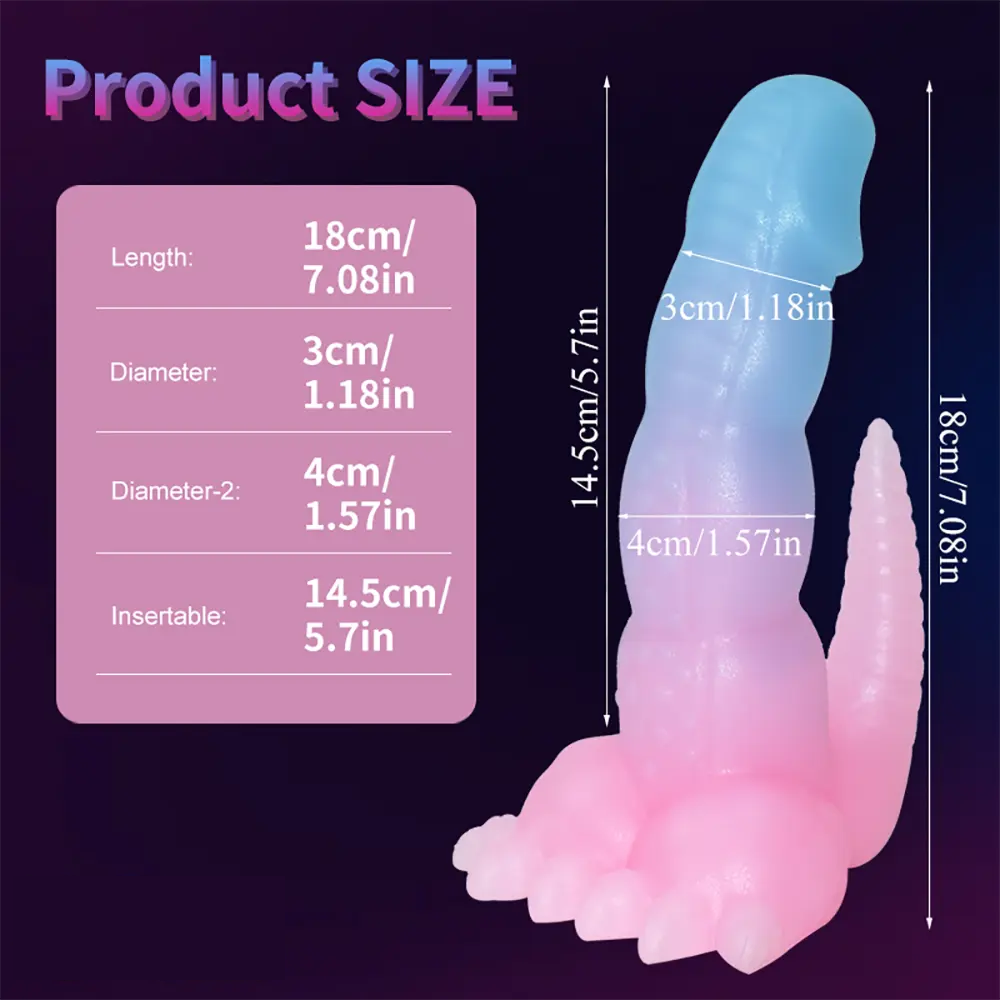 7.08in 9.05in Dinosaur Luminous Monster Soft Female Glowing Dildo