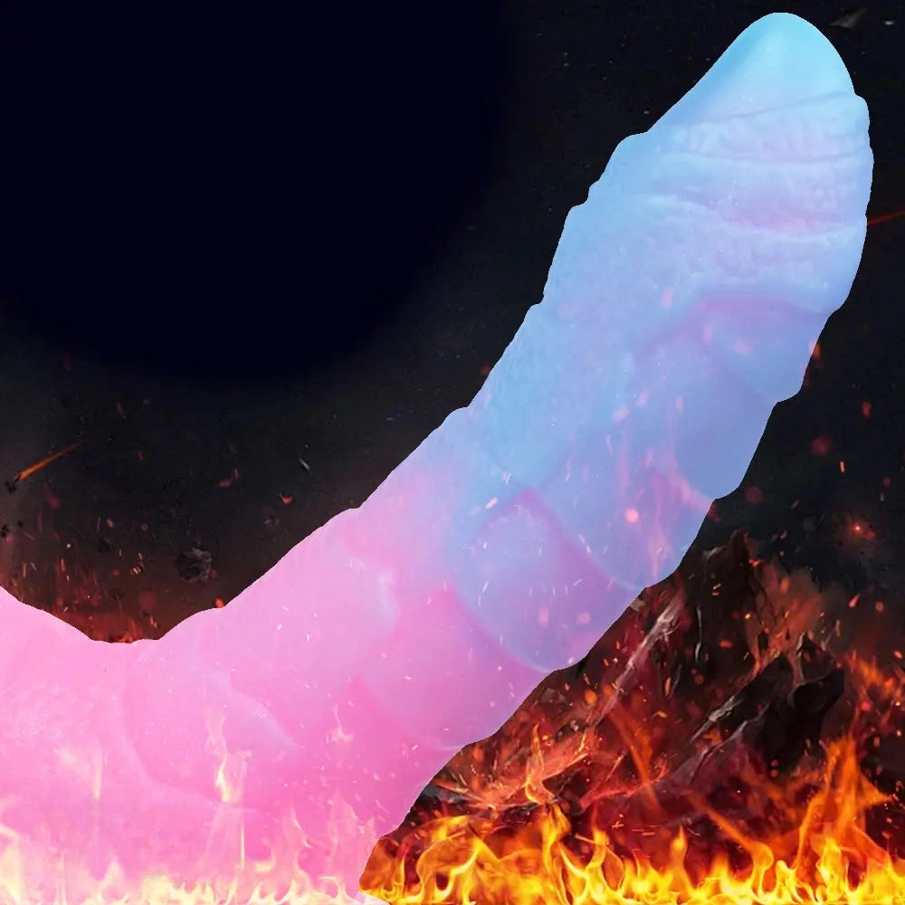 7.08in 9.05in Uncut Big Monster Animal Soft Silicone Luminous Dildo